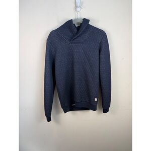 Marine Layer Mens Quilted Shawl Collar Pullover Sweatshirt Navy Blue Small 13950